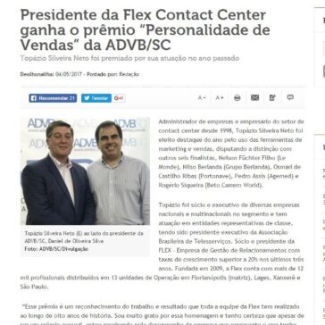 Presidente da Flex Contact Center ganha o prêmio “Personalidade de Vendas” da ADVB/SC – De Olho na Ilha